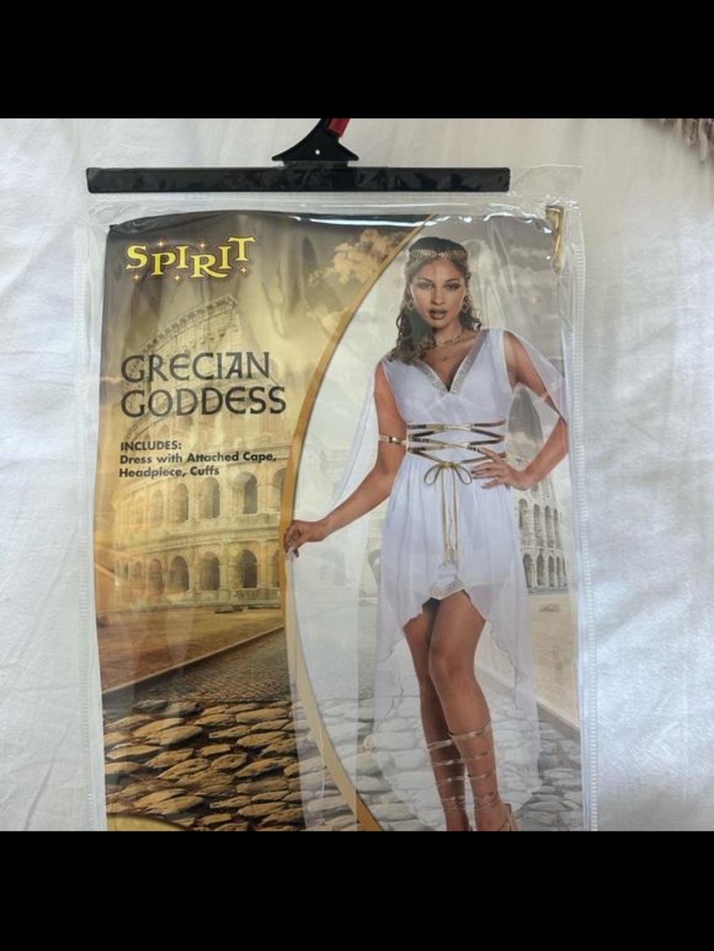 Spirit White Grecian Goddess High-Low Dress with Gold Accents